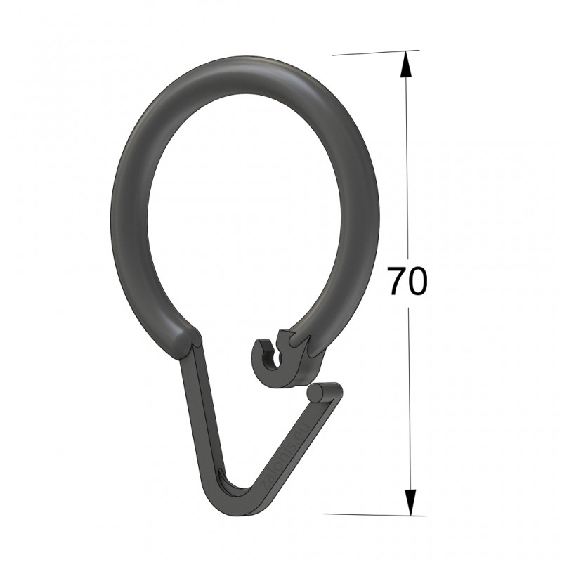 SHOWER CURTAIN RING PLASTIC GREY